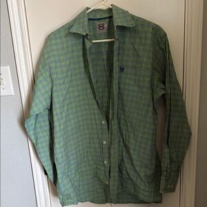 Cinch Green Casual Button Down Shirt Lightweight Cotton